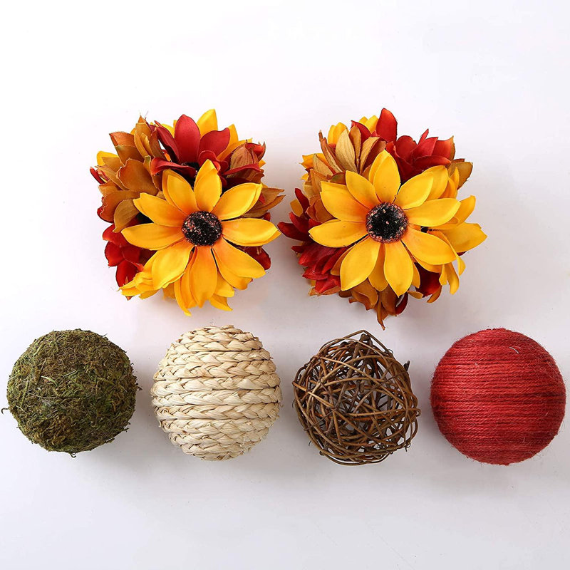 Red Barrel Studio® 6 Pcs Fall Decorative Balls For Bowls Green Moss
